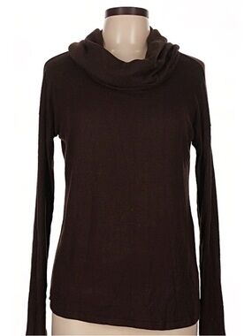 bobeau Dark Brown Cowl Neck Long Sleeve Sweater